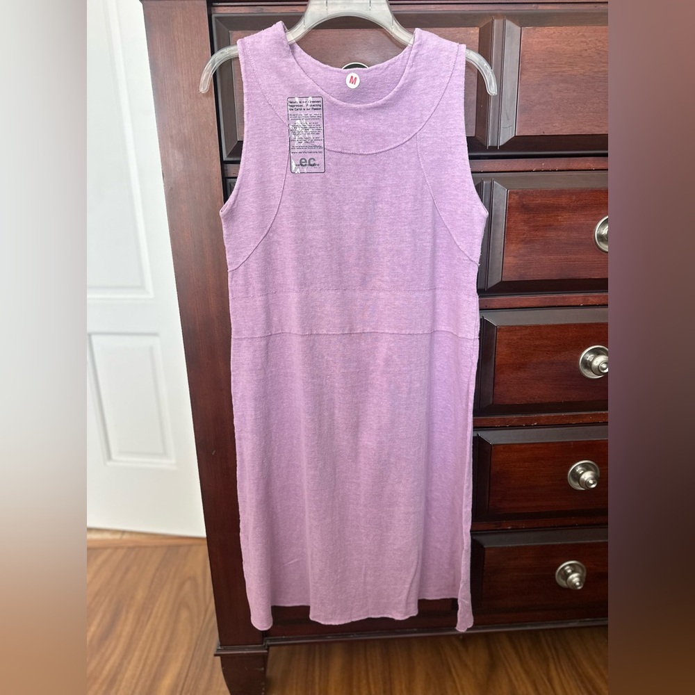 EC Earth Creations Hemp Organic Cotton Sleeveless Lavender Midi Dress Sz Med New